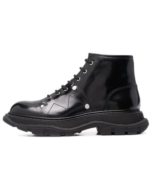 McQueen Black Ankle Leather Boot for men