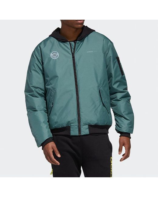 Adidas Green Neo M Strt Gr Bmr Stay Warm Sports Hooded Down Jacket for men