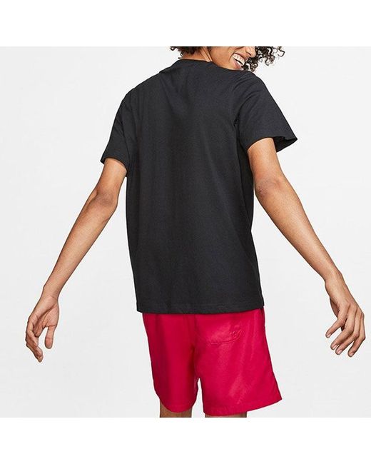 Nike Black Just Do It Contrasting Colors Alphabet Printing Round Neck Short Sleeve for men