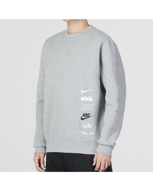 Nike Gray Club Fleece+ Brushed-Back Crew for men
