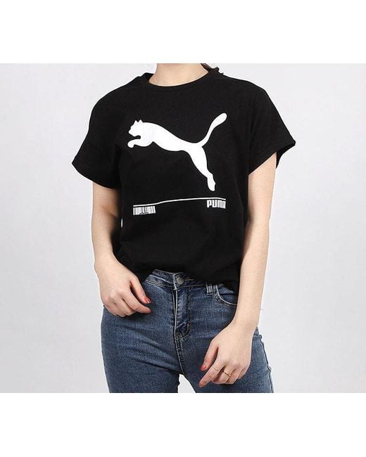 PUMA Black (Wmns) Large Logo Short Sleeve