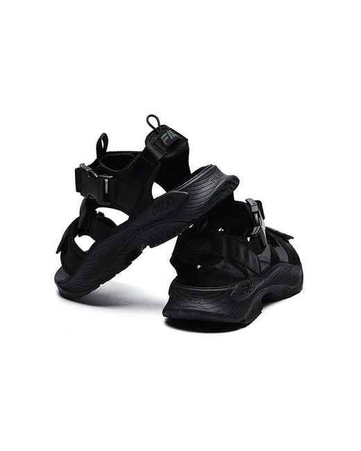 Fila Black Athletics Velcro Open Toe Flat Heel Sports Sandals
