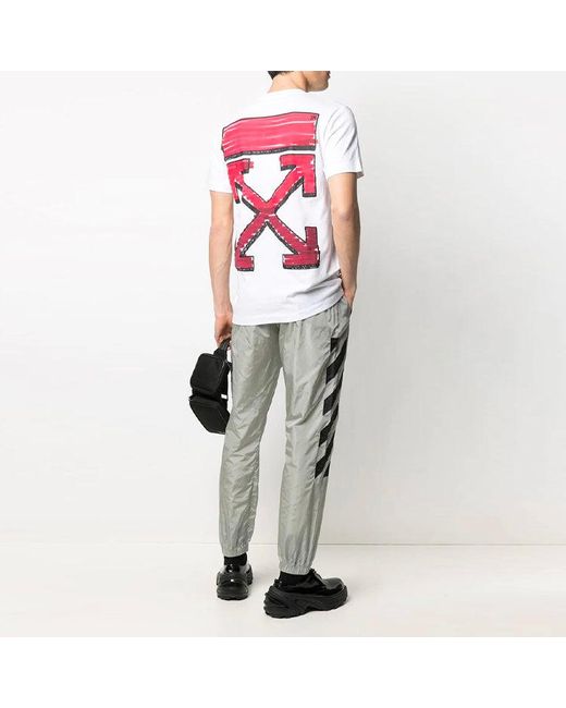 Off-White c/o Virgil Abloh Red Ss21 Back Arrow Logo Printing Round Neck Pullover Short Sleeve for men