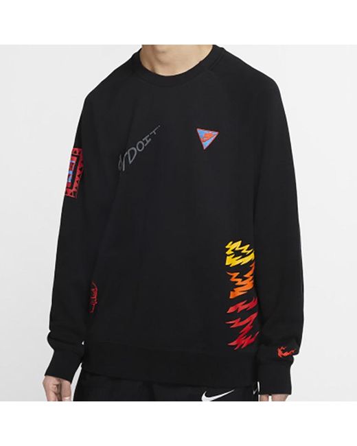 Nike Black Sportswear Nsw 3M Reflective Graffiti Printing Round Neck Pullover for men