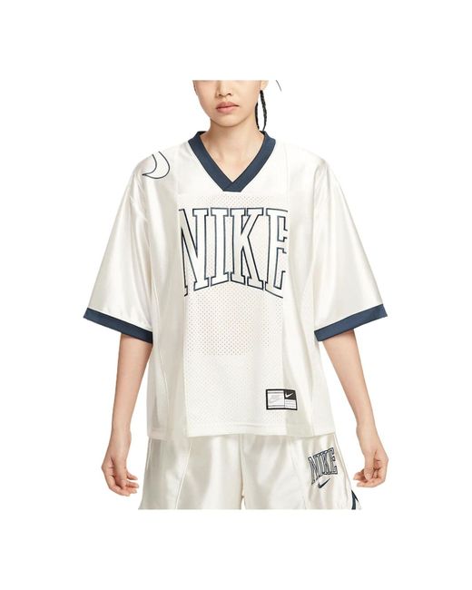 Nike White (Wmns) Sportswear Street Oversized Graphic Jersey Top Asia Sizing 'Sail Armoury'