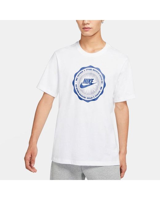 Nike White Sportswear Logo Printing Round Neck Short Sleeve for men