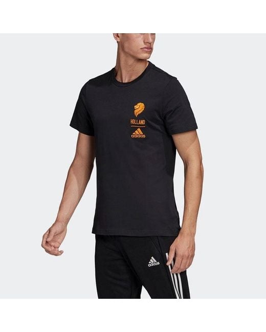 Adidas Black Hol Ci Tee Printed Sports Football Training Short Sleeve for men