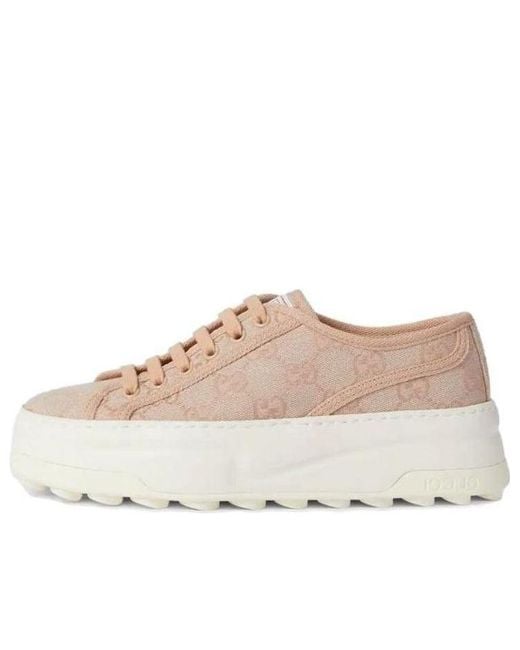 Gucci Pink (Wmns) Gg Leather Sneakers 'Neutral'