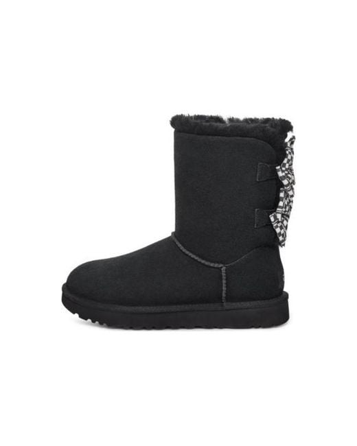 Ugg Black (Wmns) Checkered Bow Snow Boots