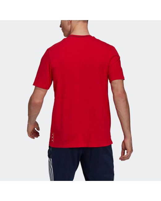 Adidas Red Afc Cny Tee Series Arsenal Soccer/Football Sports Printing Round Neck Short Sleeve for men