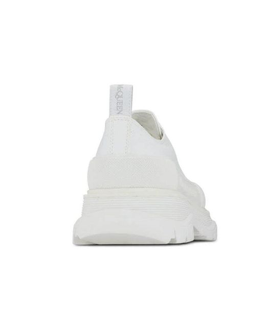 McQueen White Tread Slick Lace Up Sneakers for men