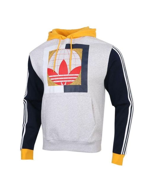 Adidas Blue Originals Globe Hdy Colorblock Logo Printing Fleece Lined for men