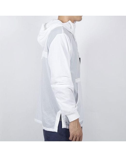 Nike White Big Swoosh Large Logo Half Zipper Hooded Interchange Jacket for men