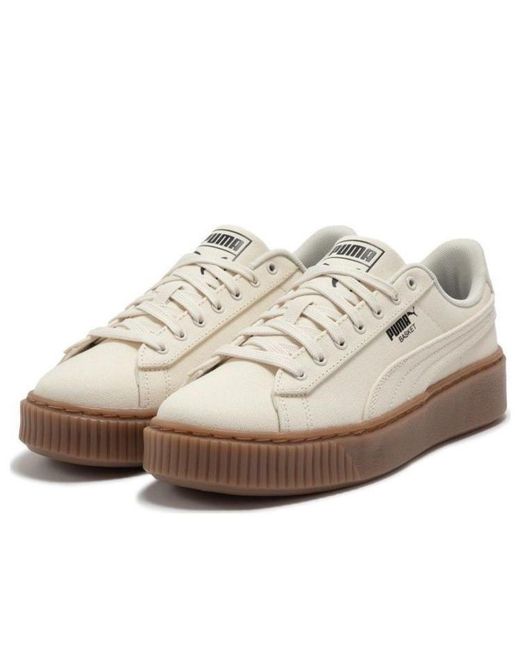 PUMA White (Wmns) Basket Platform Canvas