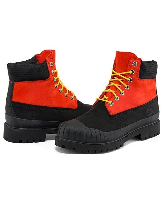 Timberland Red Premium 6 Inch Waterproof Boot 'Medium Nubuck With' for men