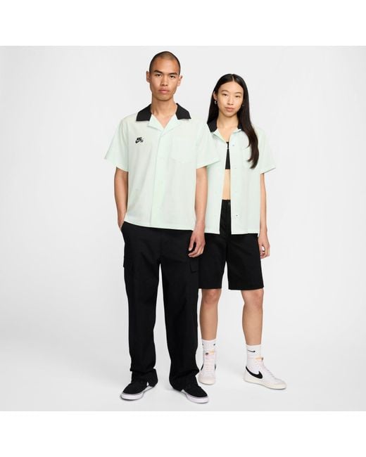 Nike Green Sb Short-Sleeve Button-Up Skate Bowler Shirt 'Federation Agnostic' for men