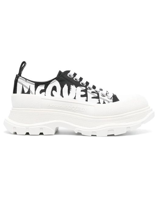 Alexander McQueen White (Wmns) Tread Slick Low Lace Up Graffiti Shoes