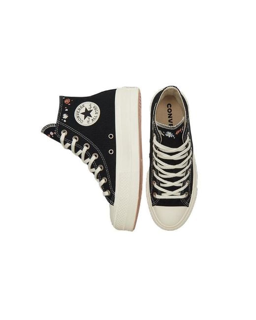 Converse Black (Wmns) Chuck Taylor All Star Lift Platform High 'Embroidered Floral