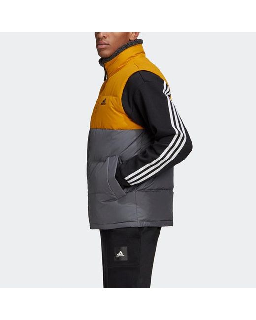 Adidas Blue Down Vest Outdoor Protection Against Cold Stay Warm Stand Collar Sports Colorblock for men