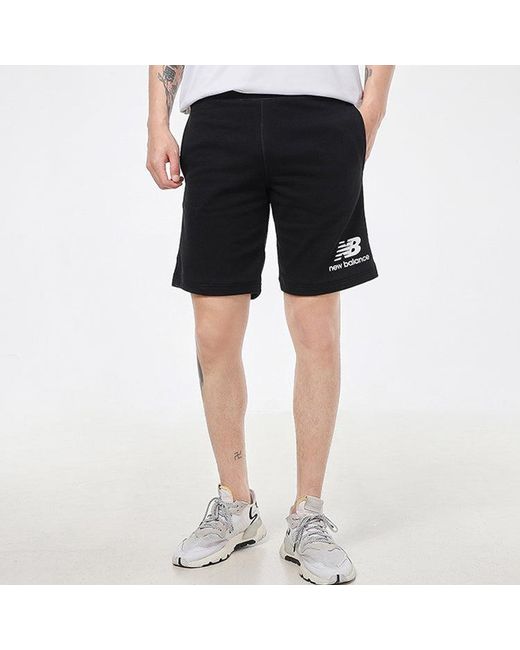 New Balance Blue Essentials Stacked Logo Shorts for men