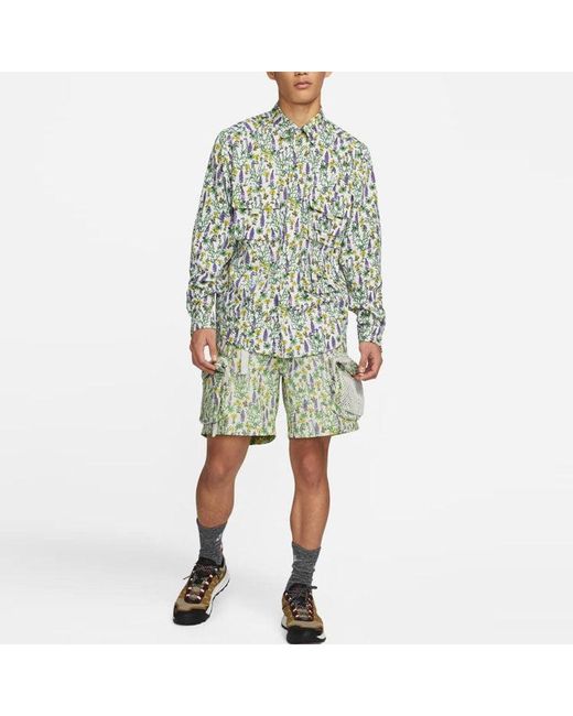 Nike Green Ss22 Dri-Fit Acg Uv Version Floral Long Sleeves Shirt for men