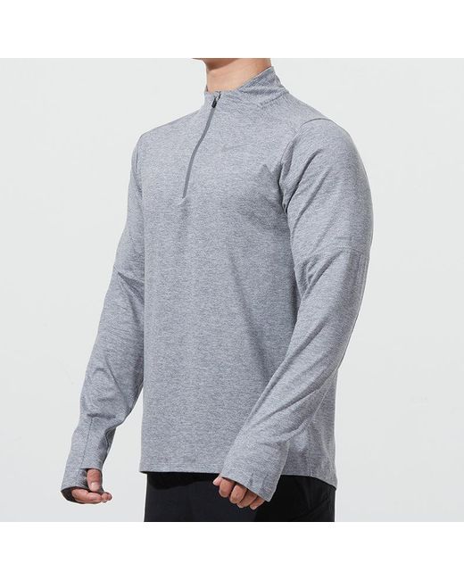 Nike Blue Nk Df Elmnt Top Hz Casual Breathable Half Zipper Sports Long Sleeves Light for men
