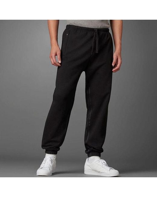 Adidas Black Originals Cotton Drawstring Elastic Waistband Sports Pants/Trousers/Joggers for men