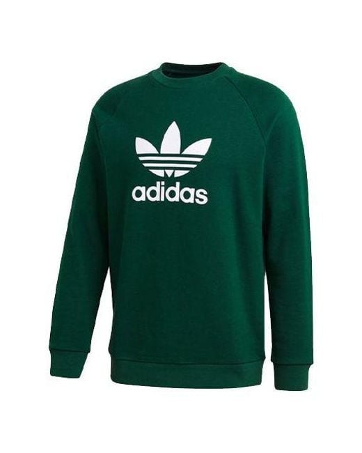 Adidas Green Originals Trefoil Crew Casual Sports Round Neck Pullover for men