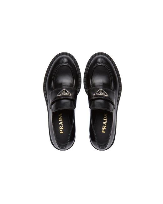 Prada Black (Wmns) Chocolate 50Mm Brushed Leather Loafer ''