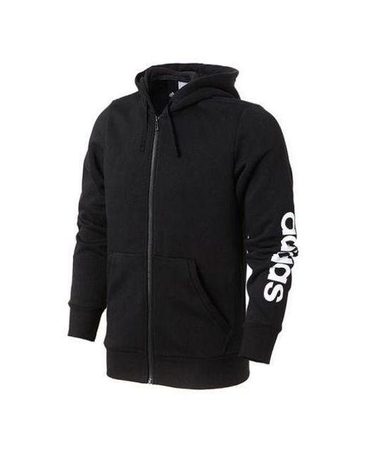 Adidas Black Zipper Knit Hooded Jacket for men