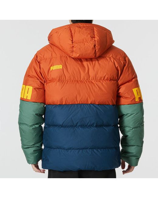 PUMA Orange Power Down Hooded Jacket for men