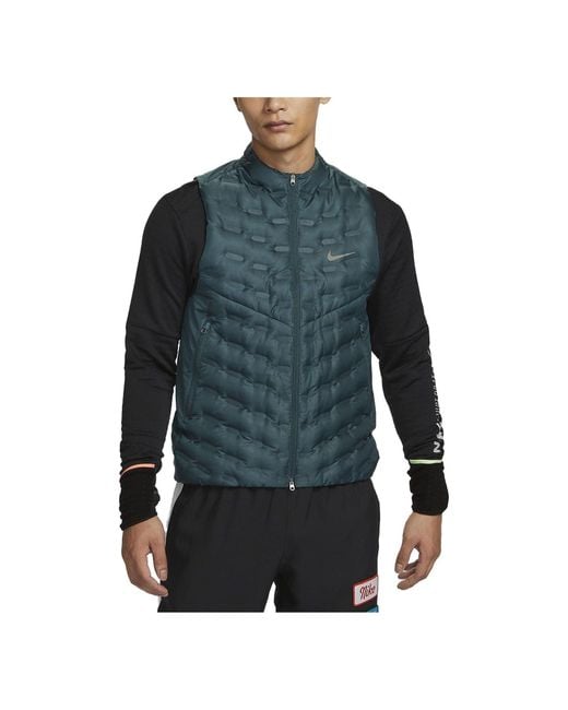 Nike Green Therma-Fit Adv Repel Down Running Vest Asia Sizing 'Dark' for men
