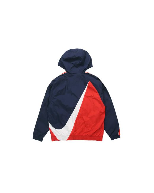 Nike Blue Sportswear Big Swoosh Hooded Long Sleeve Color Block Jacket Cd0420-451 Colorblock for men