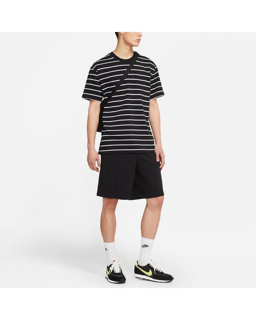 Nike Black Sportswear Sports Breathable Stripe Short Sleeve for men