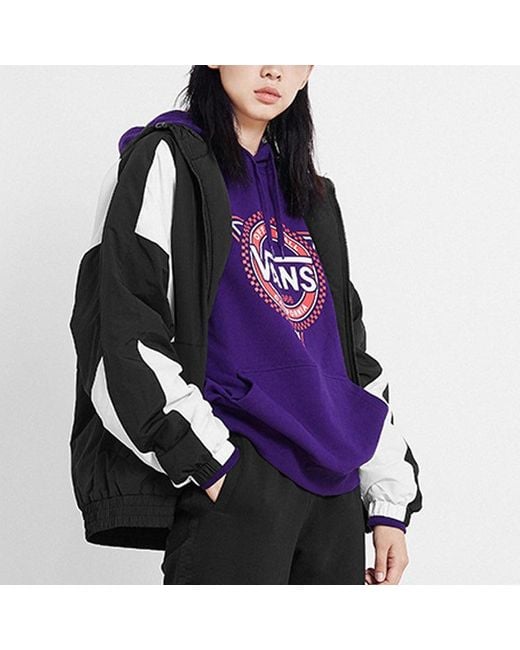 Vans Black Contrast Color Stitching Hooded Track Jacket Couple Style for men