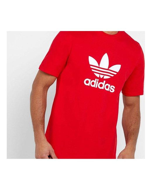 Adidas Red Originals Classic Large Logo Printing Short Sleeve for men