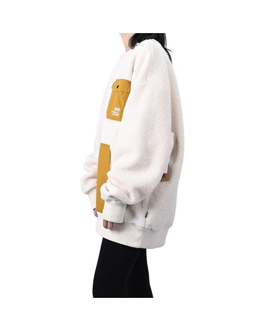 Vans White Lamb's Wool Contrast Color Stitching Round Neck Couple Style Creamy for men