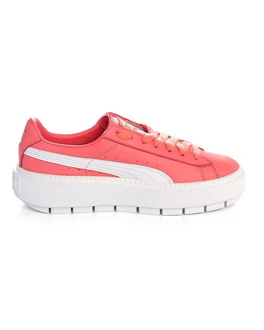 PUMA Red (Wmns) Platform Trace Leather Cleated Low