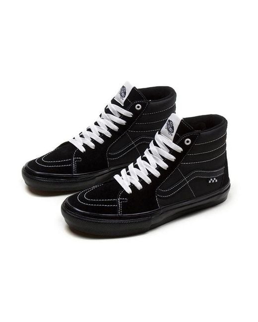 Vans Black Skate Classics Sk8-Hi Retro Skateboarding Shoes