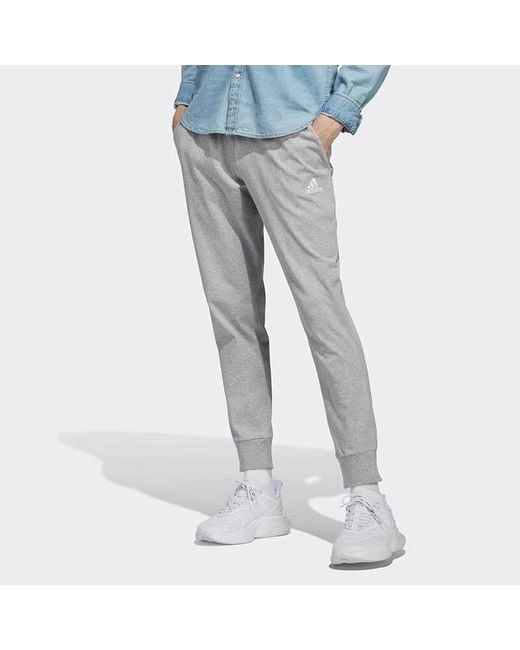 Adidas Gray Essentials Single Jersey Tapered Cuff Pants for men
