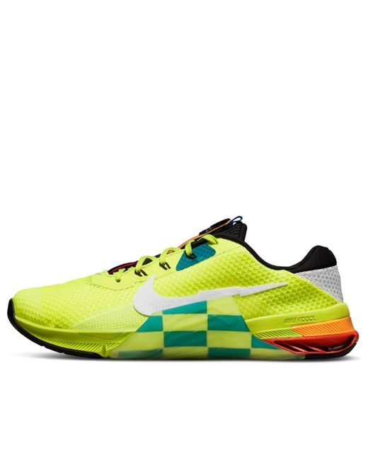 Nike Yellow Metcon 7 Amp 'Volt Bright Spruce Checkered' for men