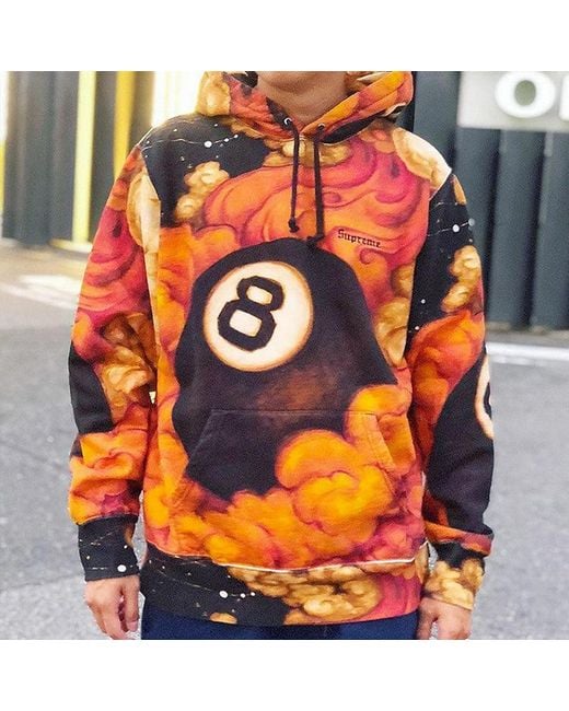 Supreme Orange Fw19 Week 1 Martin Wong 8-Ball Hooded Sweatshirt for men