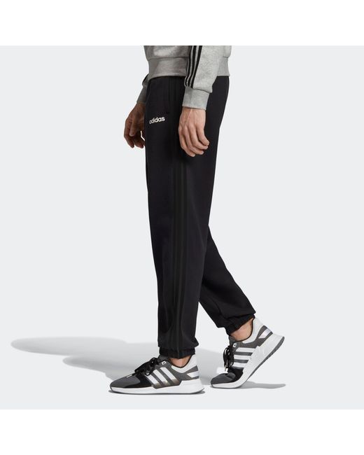 Adidas Black Loose Knit Breathable Stripe Casual Sports Pants for men