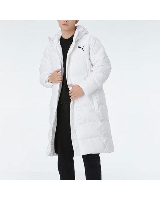 PUMA White Long Oversized Down Jacket for men