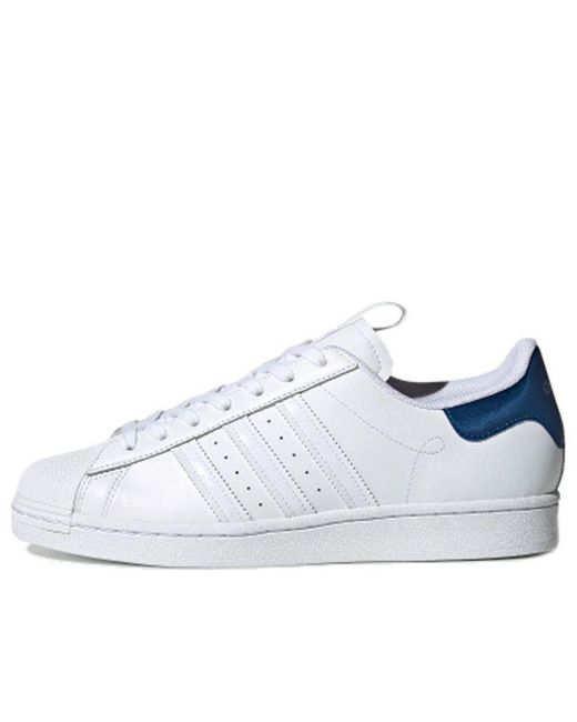 adidas Originals Superstar Retro Low Top Skate Shoes White Blue | Lyst