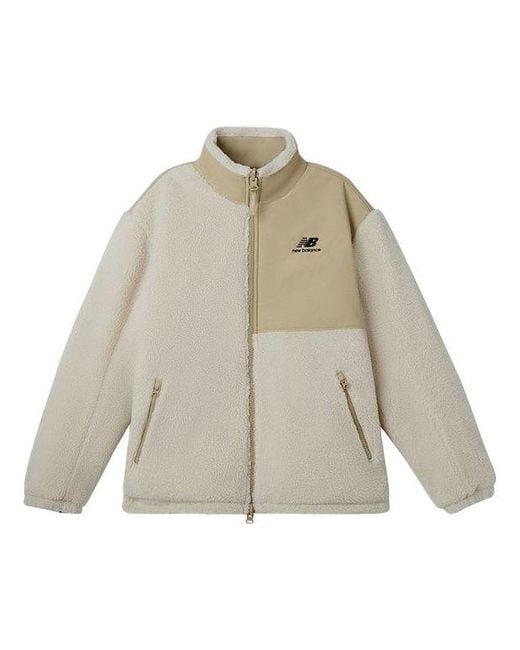 New Balance Natural X Jhi Crossover Stay Warm Splicing Lamb's Wool Reversible Stand Collar Jacket Couple Style