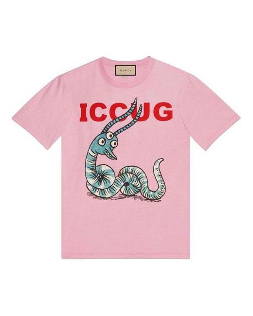Gucci Pink X Freya Hartas Fw21 Crossover Animal Printing Short Sleeve for men