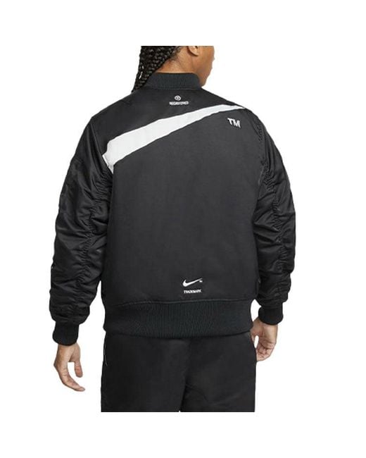 Nike Black Sportswear Swoosh Therma-Fit Contrasting Colors Large Logo Reversible Loose Aviator Padded Jacket for men