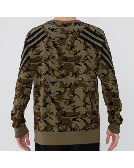 Adidas Green Camouflage Pattern Round Neck Long Sleeves Military for men