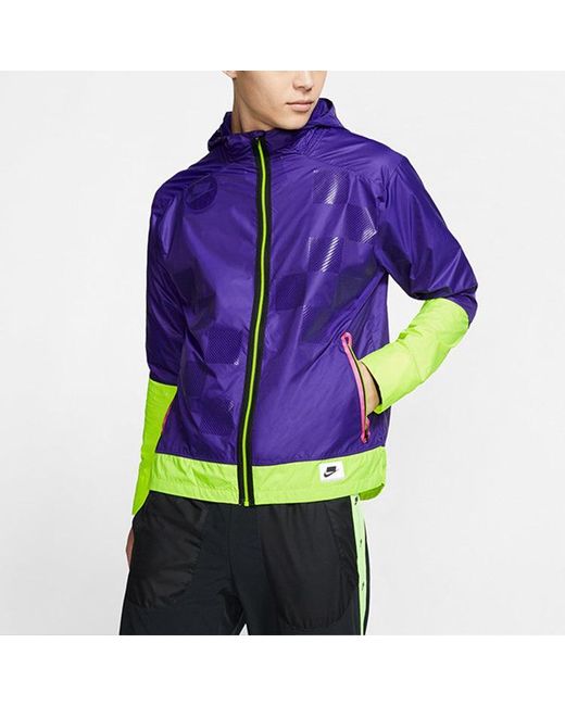 Nike Purple Shield Flash Colorblock Running Hooded Jacket for men